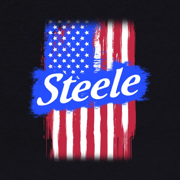 American Flag Steele Family Gift T-shirt For Men Women, Surname Last Name by darius2019